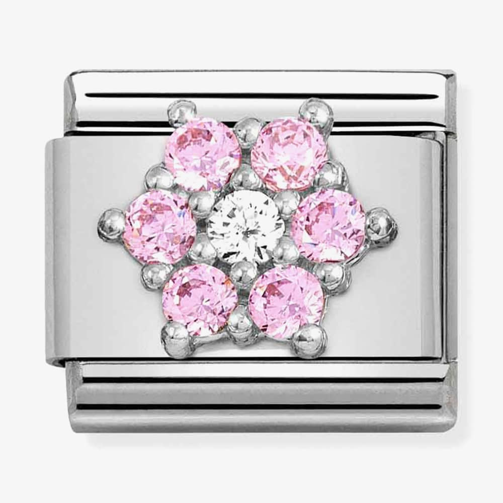 Composable CL SYMBOLS steel, Cz and silver 925 RICH (03_PINK and WHITE flower)