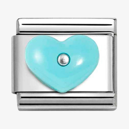 Composable Classic Link, Heart, Turquoise Synthetic Stone