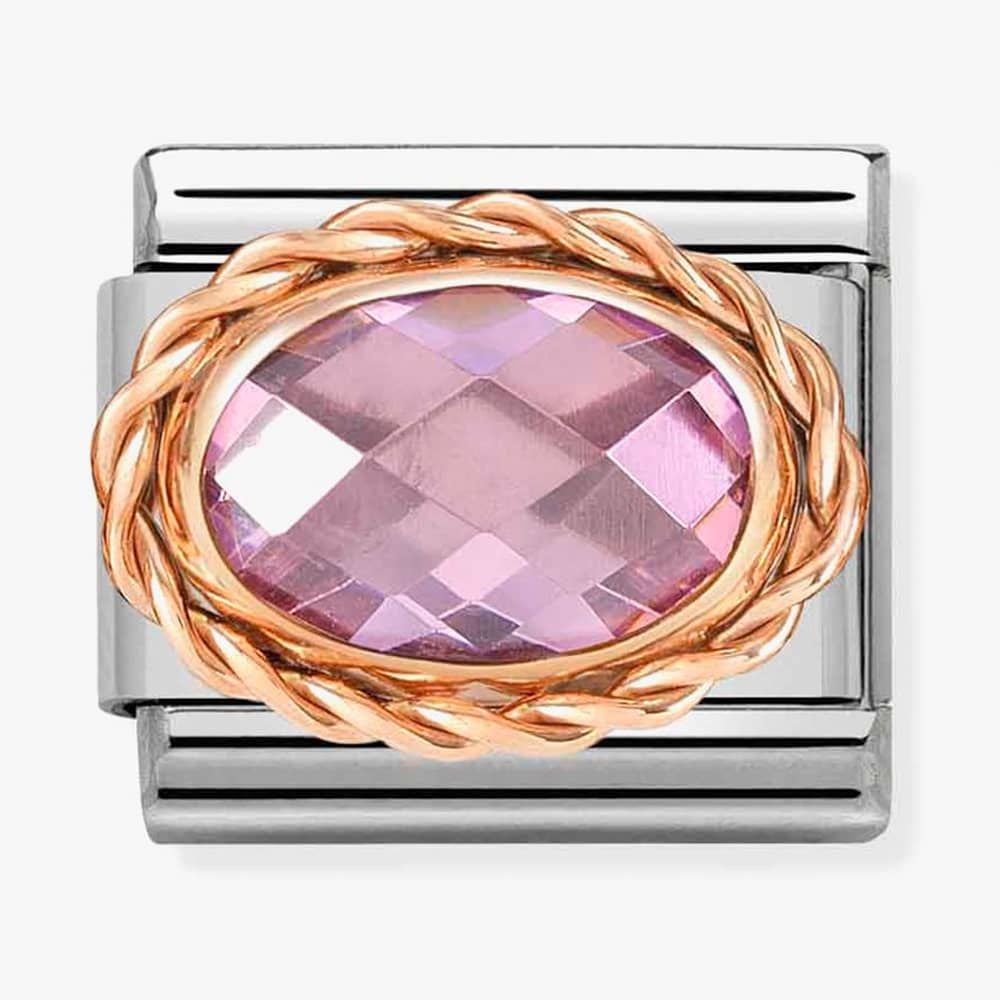 Composable Classic OVAL FACETED WITH RICH SETTING in steel and bonded rose gold (003_PINK)