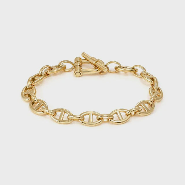 Ecclettica Navy Chain Bracelet, Large - Gold