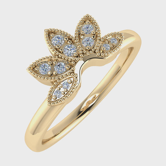 18K Yellow Gold Shaped Flower Ring