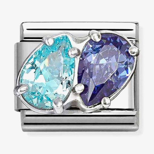 Classic Two Tone Blue Teardrop Charm