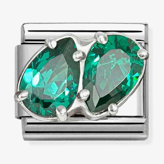 Double Green Teardrop Charm