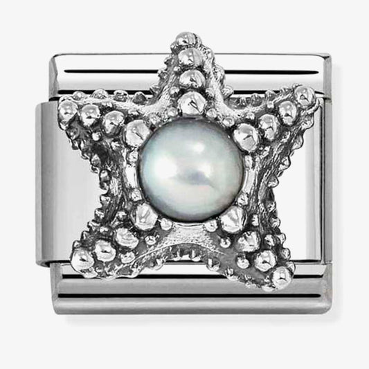 Nomination Starfish With White Pearl Link