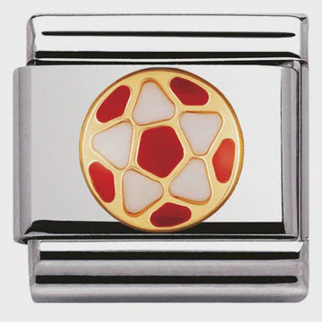 COMPOSABLE Classic ITALIAN FOOTBALL in stainless steel with enamel and bonded yellow gold (38_WHITE-RED Ball)