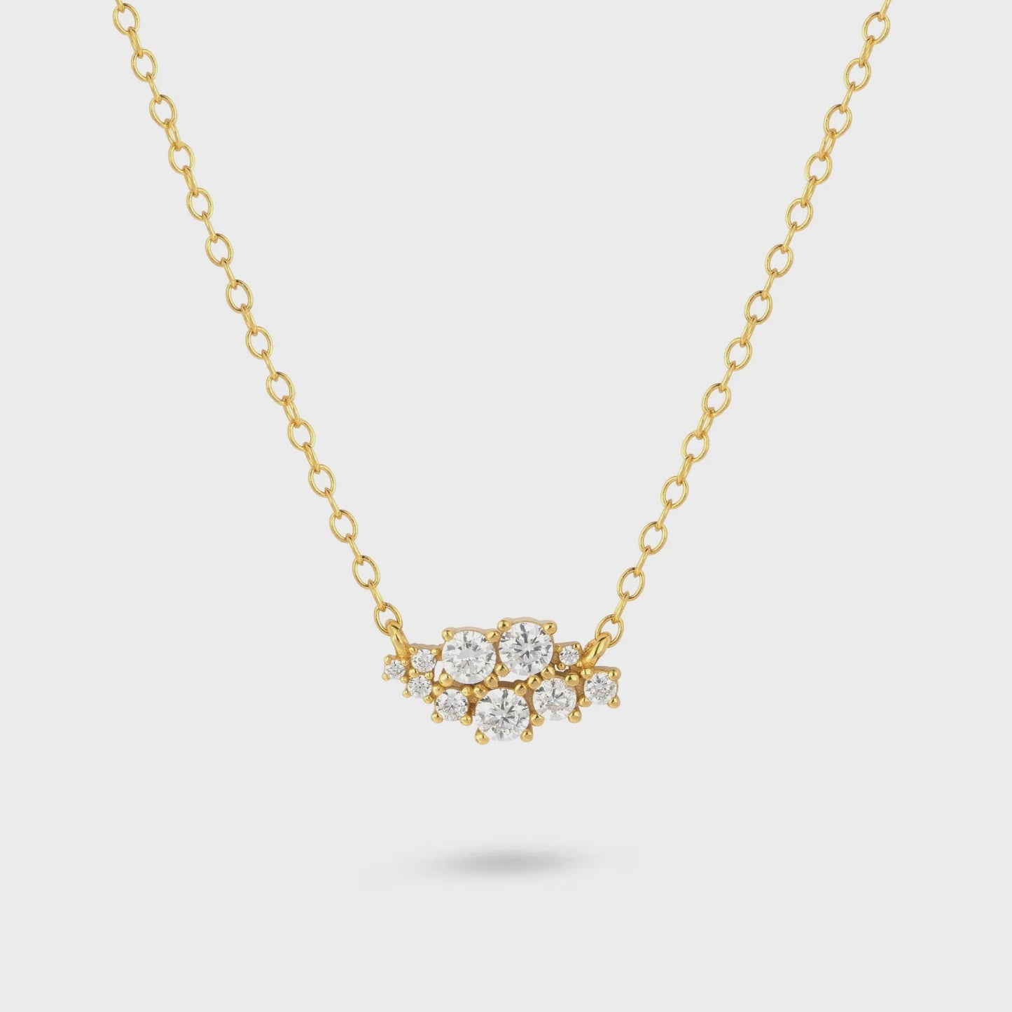 Crystal Cluster Necklace Gold