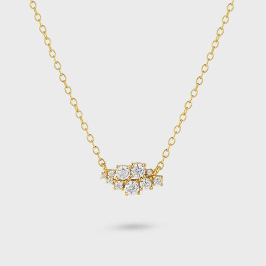 Crystal Cluster Necklace Gold