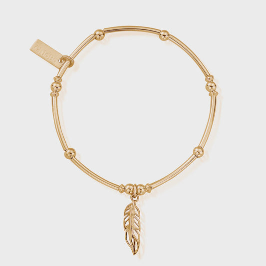 ChloBo Gold Mini Noodle Ball Feather Bracelet