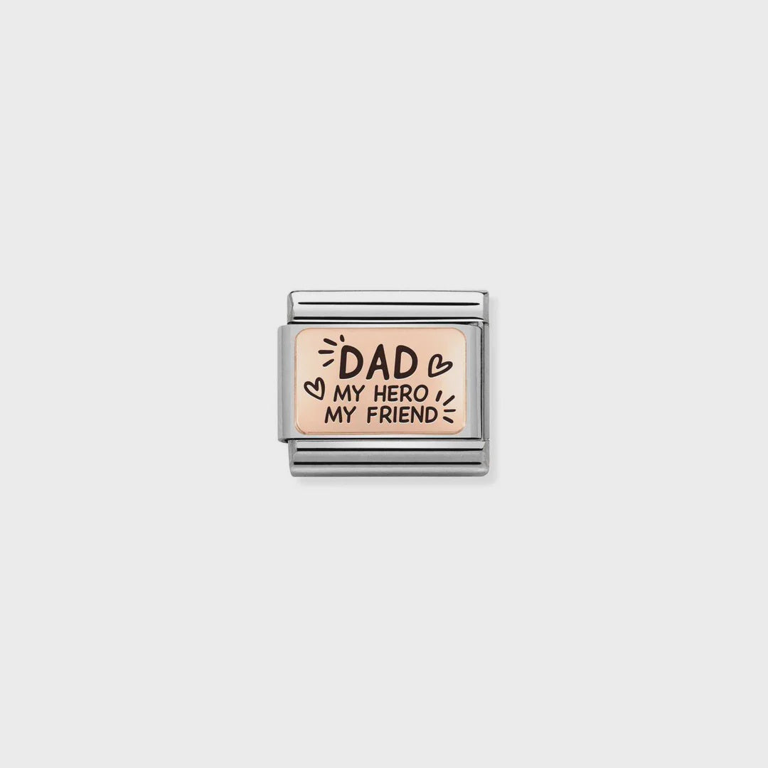 Composable Classic PLATES (IC) steel and 9k rose gold (13_Dad my hero my friend)