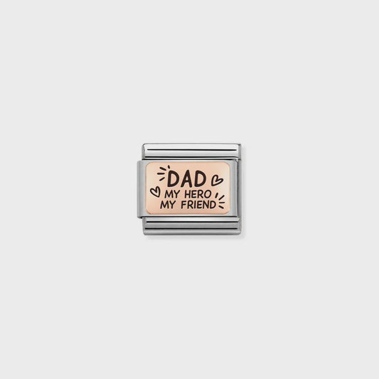 Composable Classic PLATES (IC) steel and 9k rose gold (13_Dad my hero my friend)