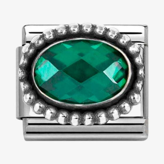 Nomination Silvershine Emerald Green Cubic Zirconia Oval Beaded Charm