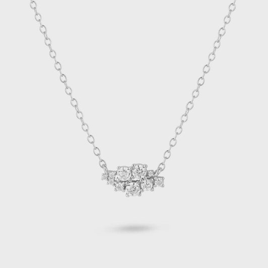 Crystal Cluster Necklace Silver