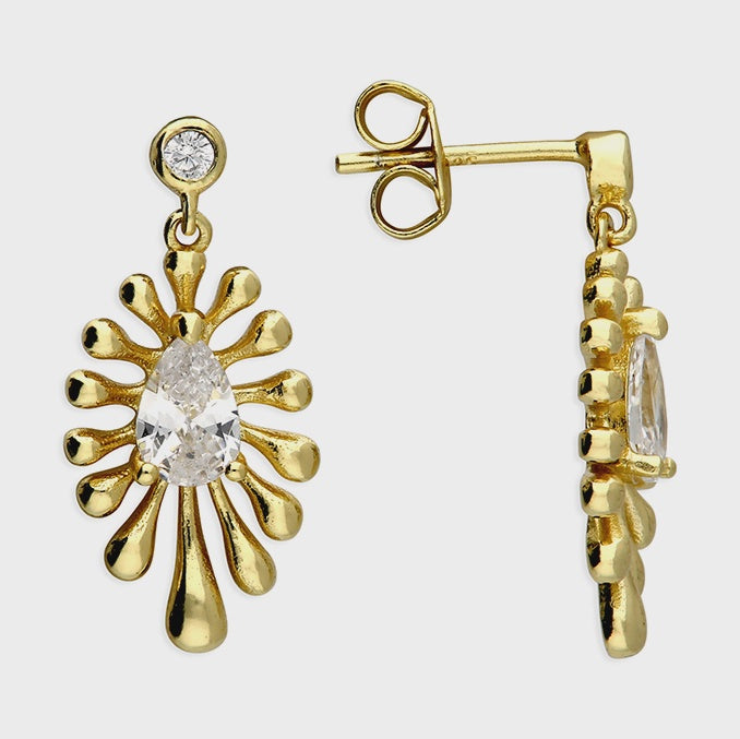 Gold plate Irregular paint-splash drop earrings