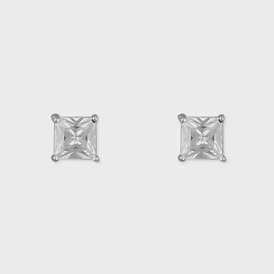 4mm princess-cut cubic zirconia studs