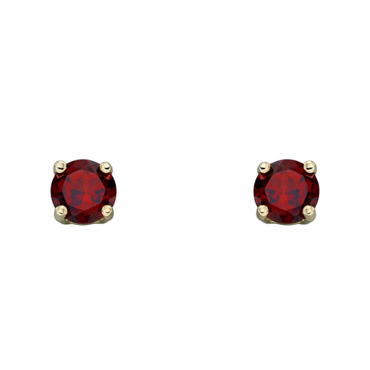 January Garnet Birthstone Stud Earrings in 9ct Gold