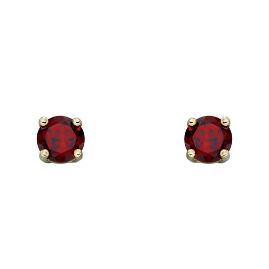 January Garnet Birthstone Stud Earrings in 9ct Gold