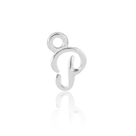 Initial Alphabet Charm, P, 925 Sterling Silver.