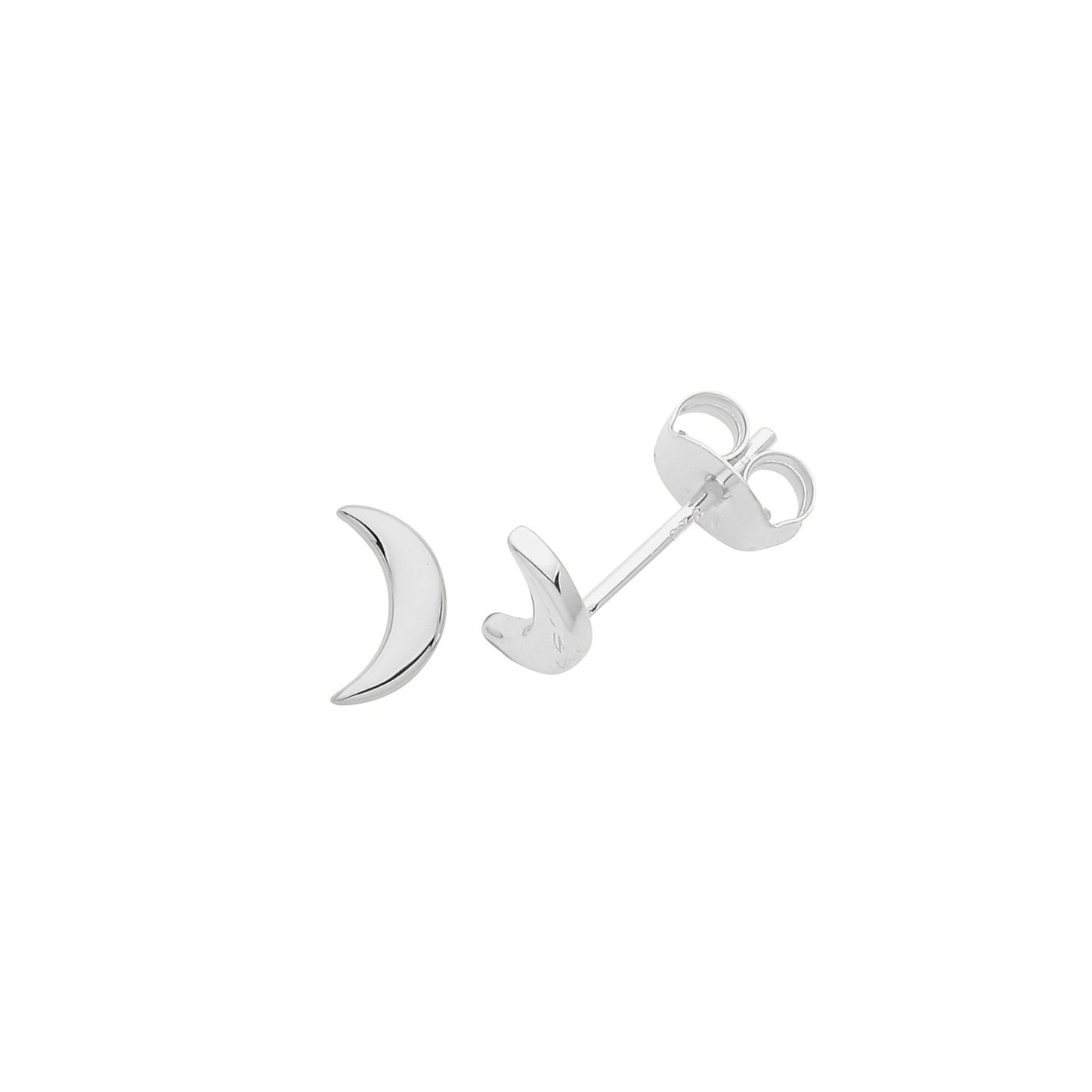 SILVER RHODIUM MOON STUDS