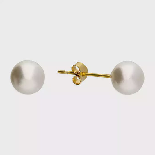 6mm simulated pearl studs 9ct Gold