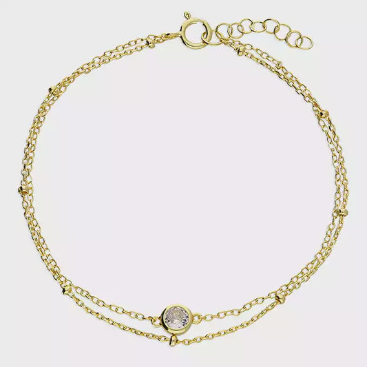Double Chain Gold Plated Dainty Bracelet
