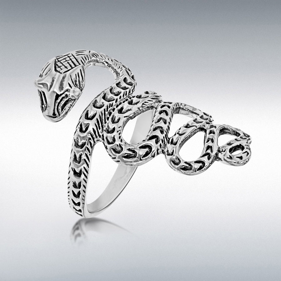 STERLING SILVER OXIDISED SNAKE RING