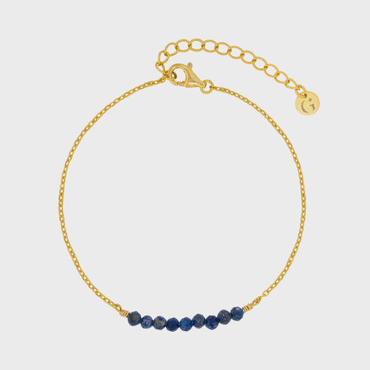 Blue Lapis Beads Bracelet Gold