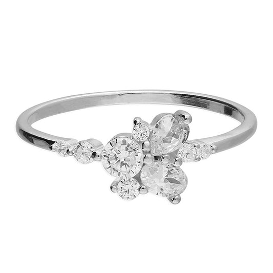 Abstract cubic zirconia flower Ring