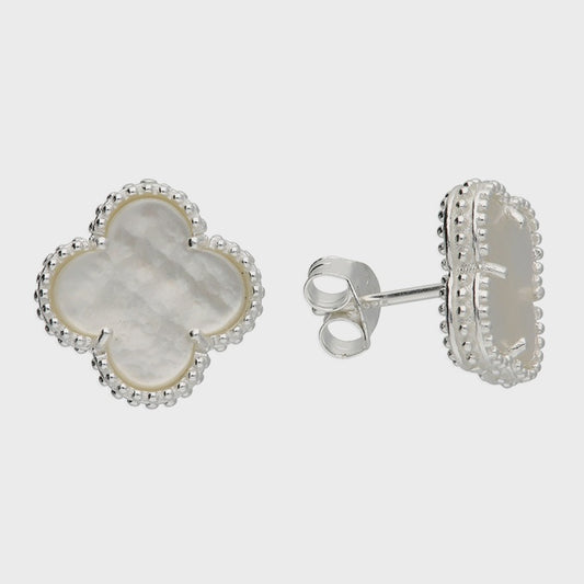 Large classic quatrefoil mother of pearl Earrings