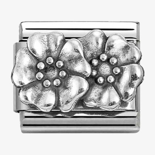 CLASSIC Silvershine Oxidised Double Flower Charm