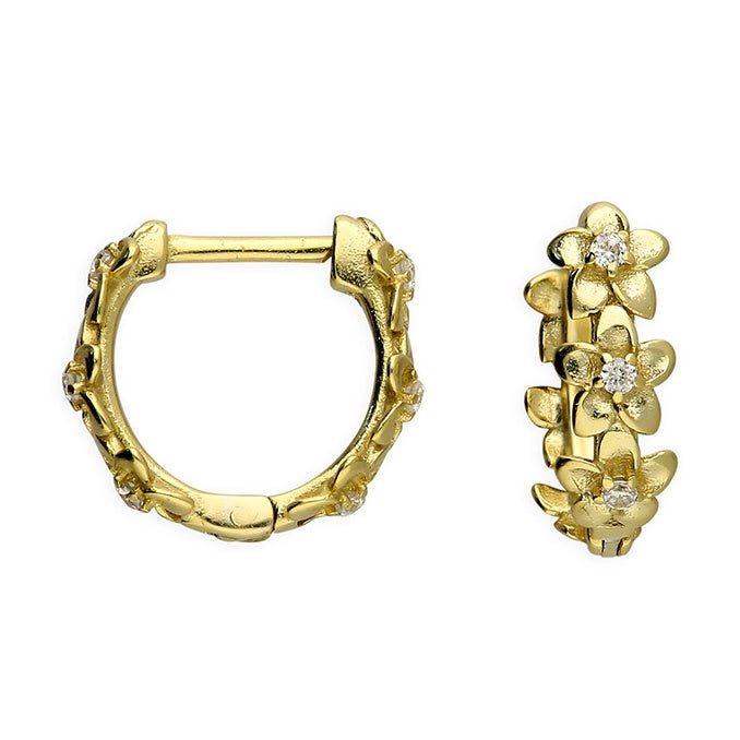 Sterling Silver Gold Plated Flower Hoops