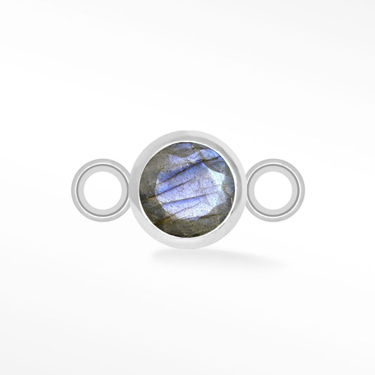 Natural Gemstone Simple Bezel Connector Labradorite Sterling Silver.