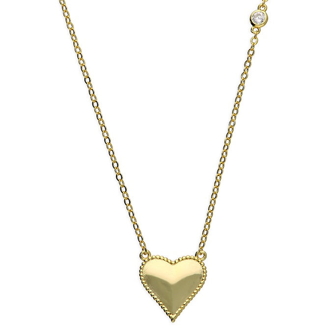 Puff Look Gold Plated Heart Necklace