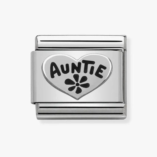 Classic Silver Auntie Heart Charm