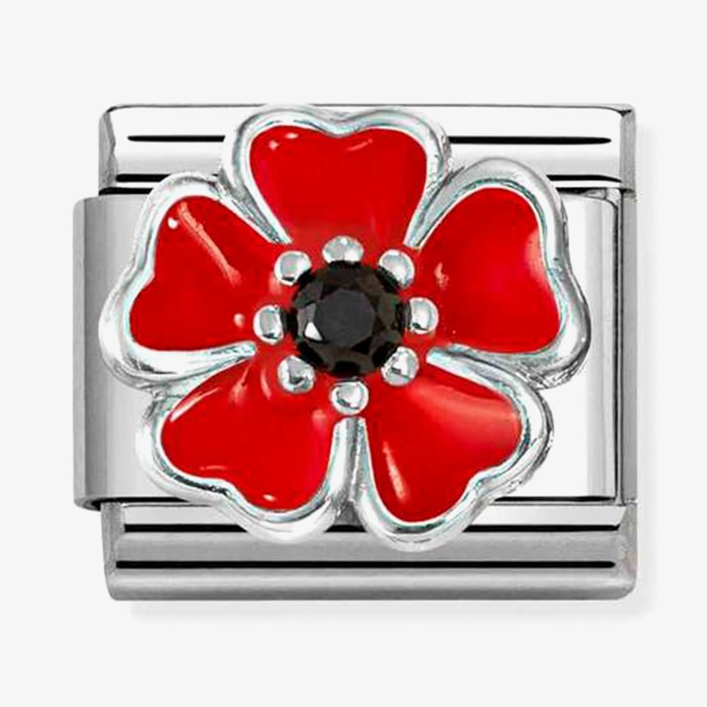Nomination Red & Black Poppy Link