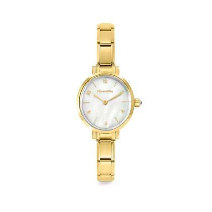Paris Oval Gold Tone Watch Mother Of Pearl