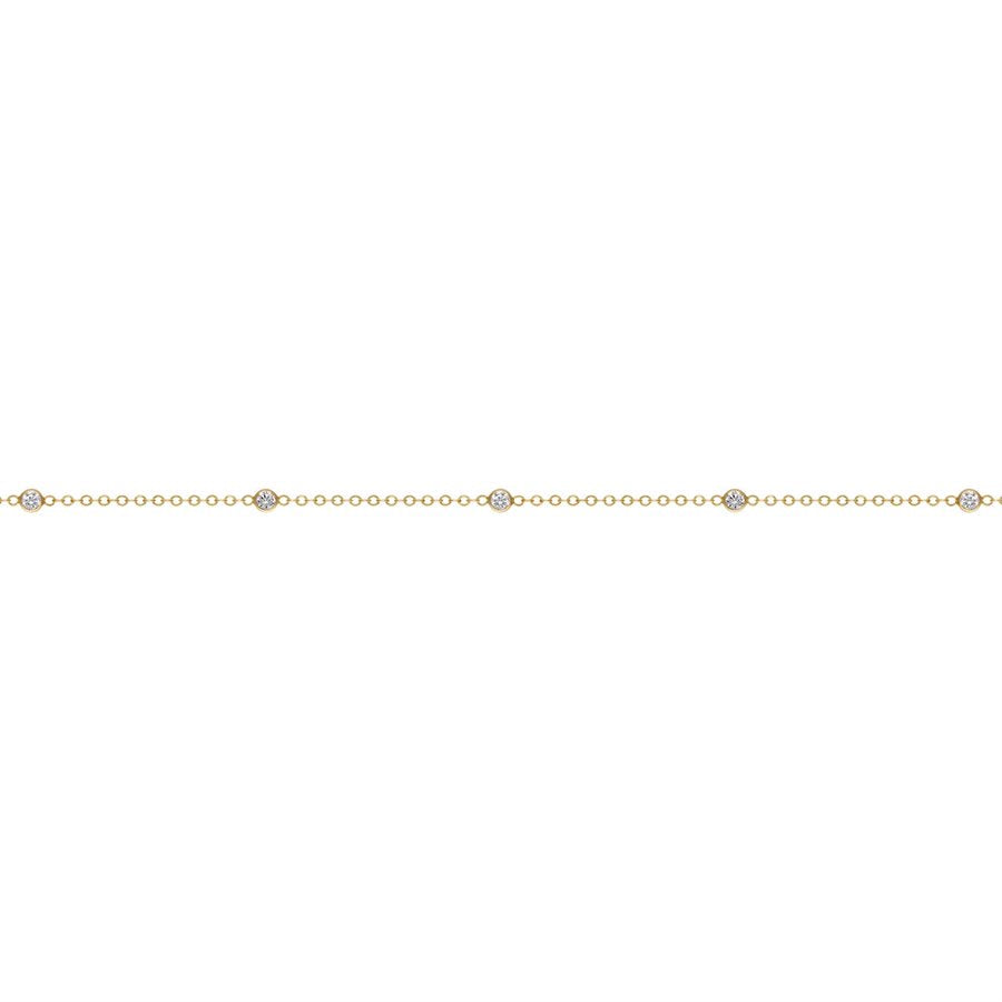 Yellow Gold Filled 1.7mm Flat Cable Chain with 3.0mm White CZ 27 cm.