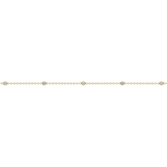 Yellow Gold Filled 1.7mm Flat Cable Chain with 3.0mm White CZ 27 cm.