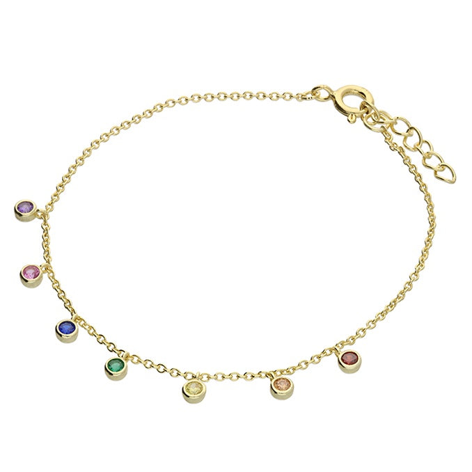Gold-Plated Rainbow Cubic Zirconia Bracelet