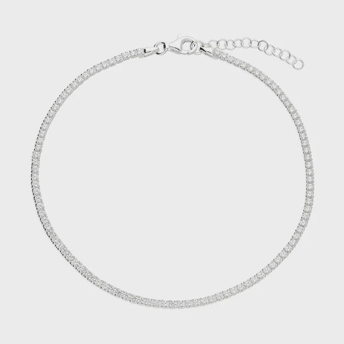 White cubic zirconia tennis anklet