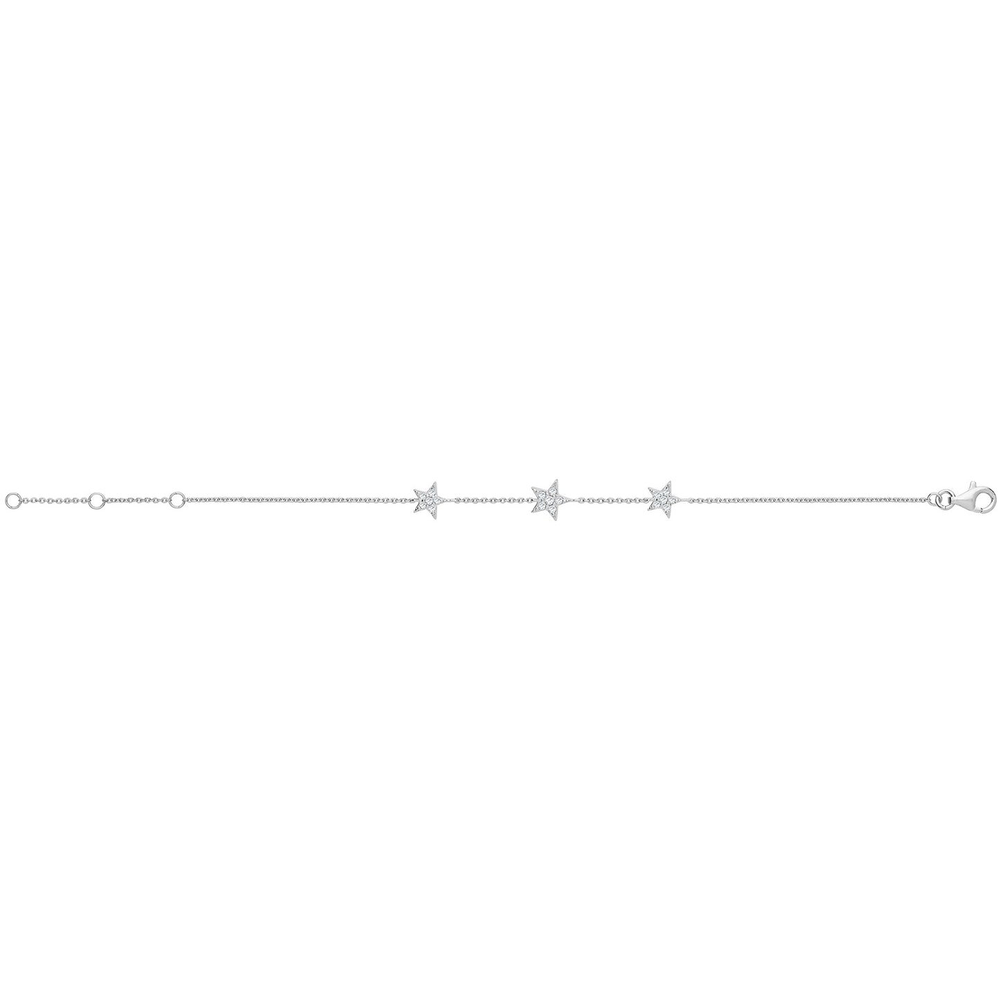SILVER CZ TRIPLE STAR BRACELET