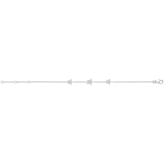 SILVER CZ TRIPLE STAR BRACELET