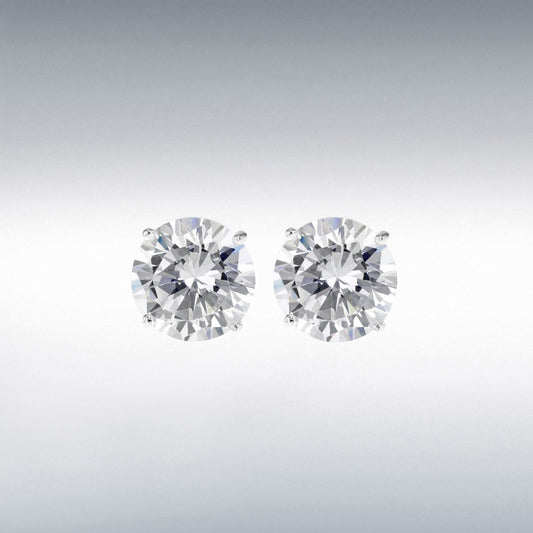 Sterling Silver CZ 10mm Stud Earrings