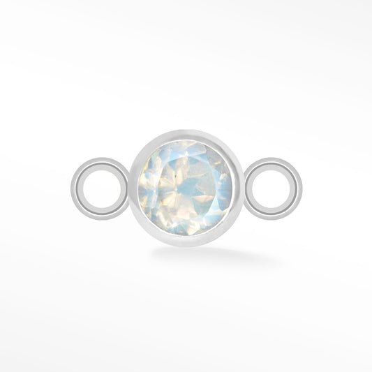 Natural Gemstone Simple Bezel Connector Moonstone Sterling Silver.