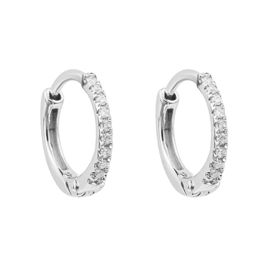 Hoop Earrings With Pave Diamonds In 9ct White Gold (GE2440)