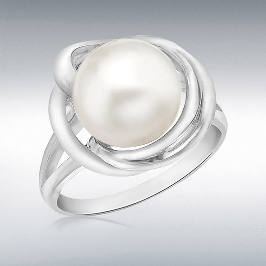 STERLING SILVER  SWAROVSKI PEARL SWIRL RING