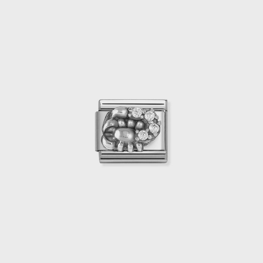 Composable Classic Zodiaco Relief Steel, Cub. Zirc And 925 Sterling Silver Scorpio