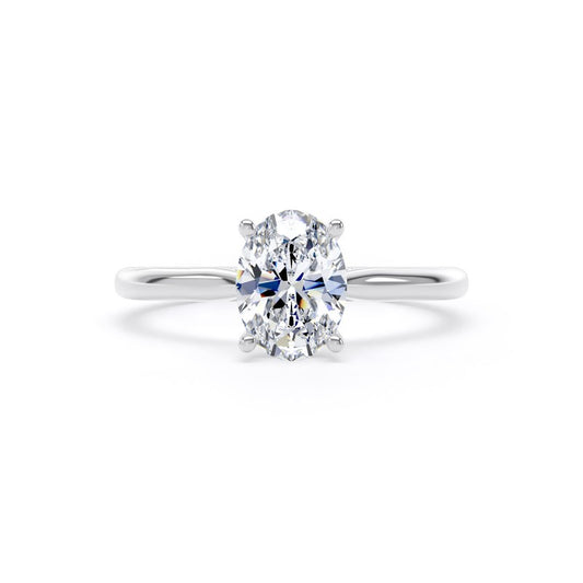 Lab Grown Oval Platinum Solitaire Ring Size M