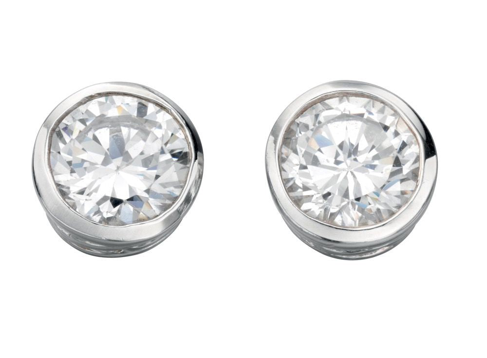 Round Stud Earrings with Cubic Zirconia