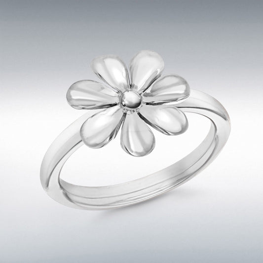 STERLING SILVER RHODIUM PLATED FLOWER STACKING RING