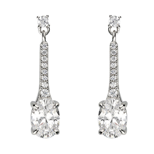 Cubic zirconia bar with oval cubic zirconia drops